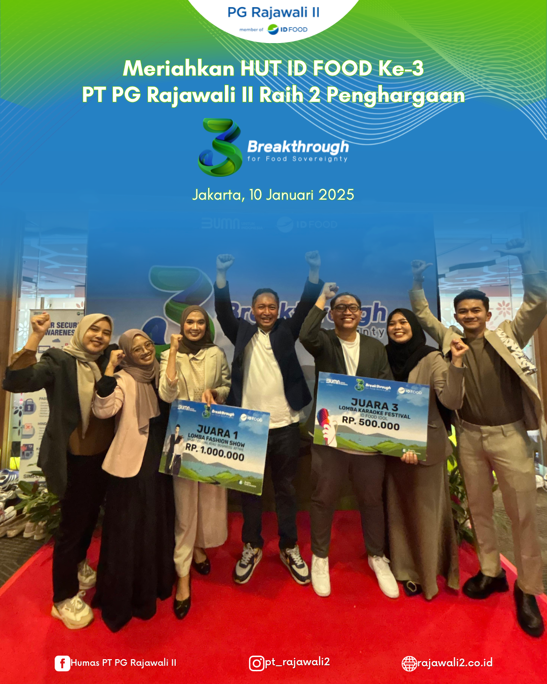 Meriahkan HUT ID FOOD Ke-3 PT PG Rajawali II Raih 2 Penghargaan